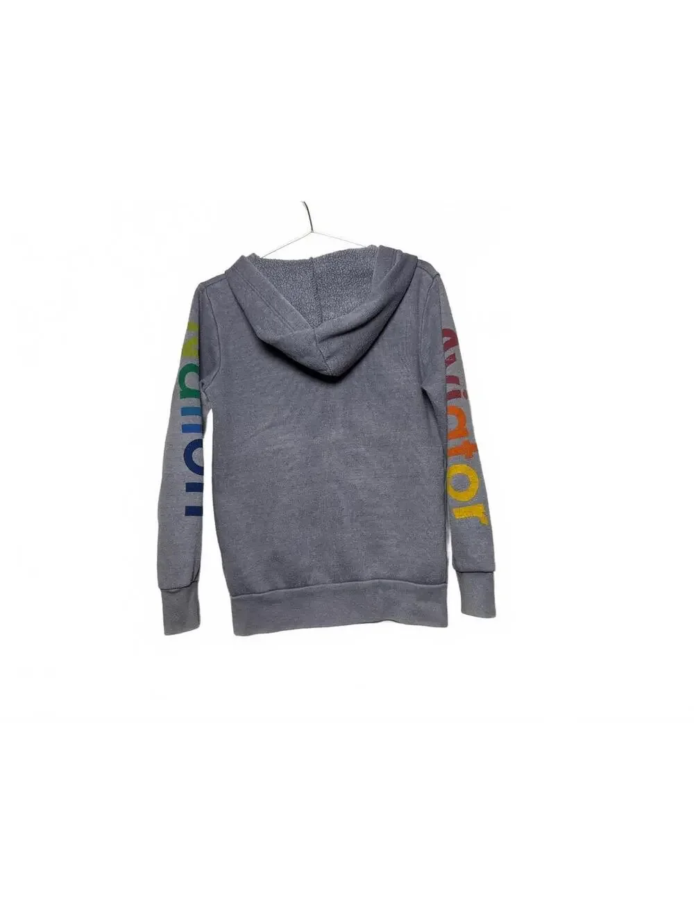KidsAviator Grey Zip-Up Hoodie with Colorful Sleeve Lettering and Malibu Patch